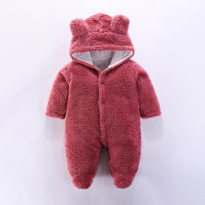 Barboteuse en polaire à capuche pour bébé fille ou garçon,combinaison douce unisexe pour nouveau-né, tenue d'hiver,