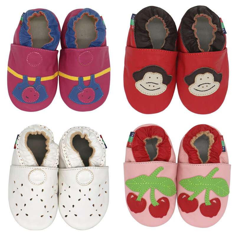 Carozoo – chaussures en cuir de mouton à semelle souple, pantoufles pour nouveau-né jusqu'à 4 ans
