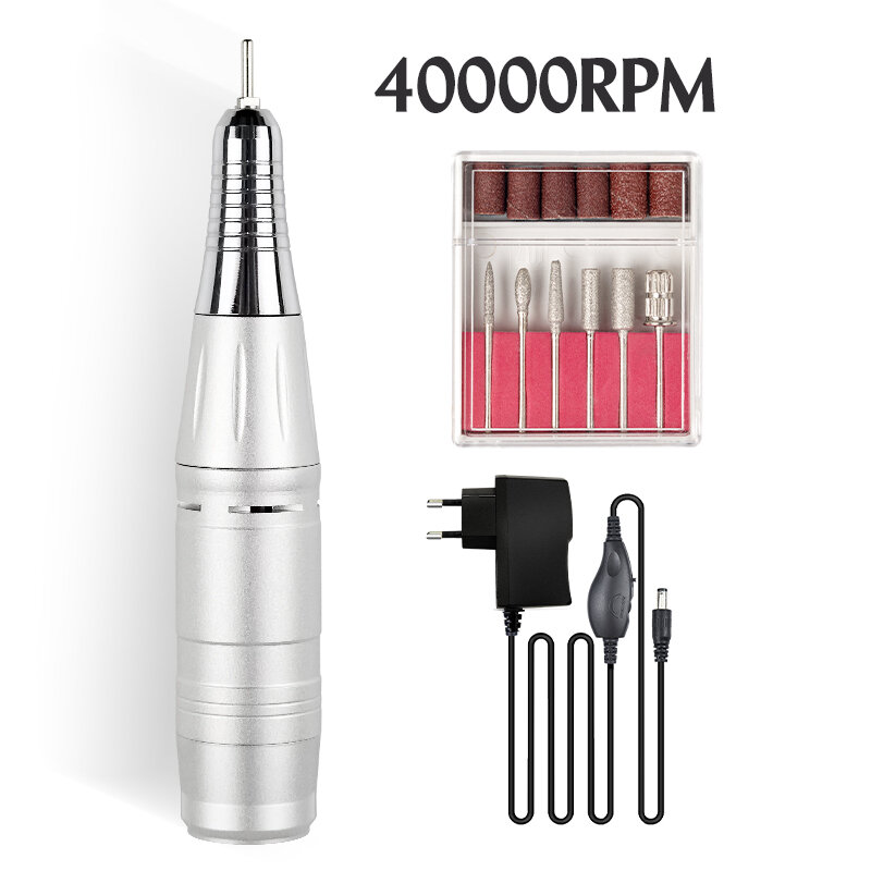 40000RPM Nail Drill Machine For Manicure Milling Cutter Drill Bit Adjustable Speed Nail Pedicure File Salon Use Nail Art Tool