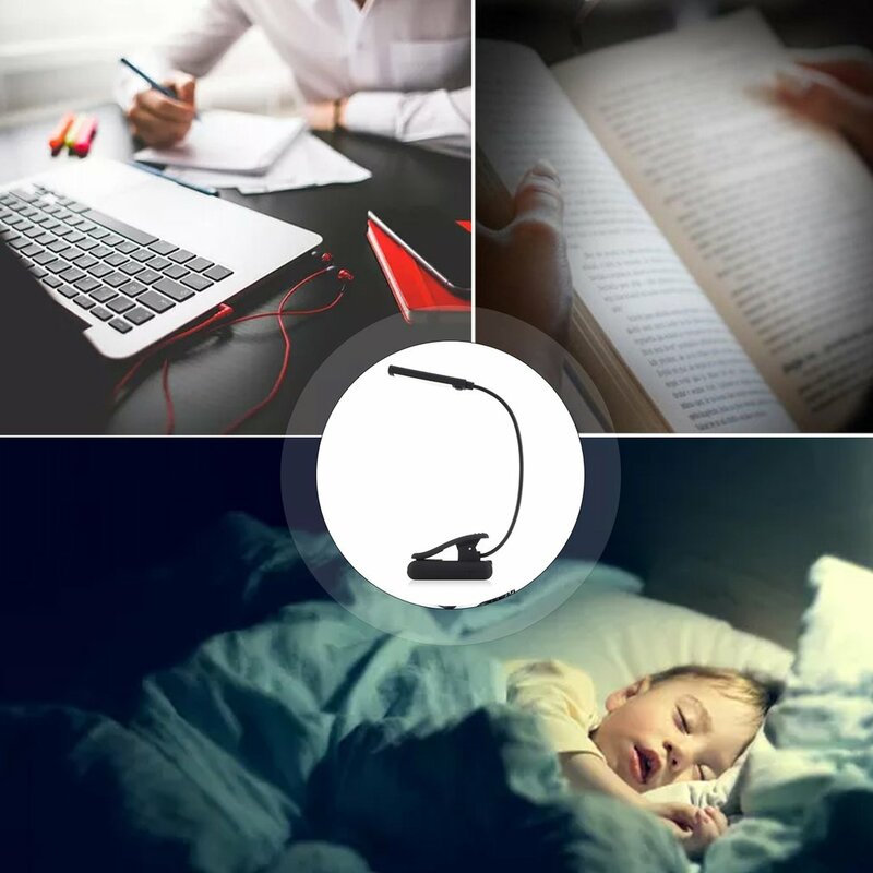 Clipe de bateria usb na leitura do livro diodo emissor de luz 6w cob braço flexível lâmpada suporte para notebook portátil trabalho luz noturna portátil leshp