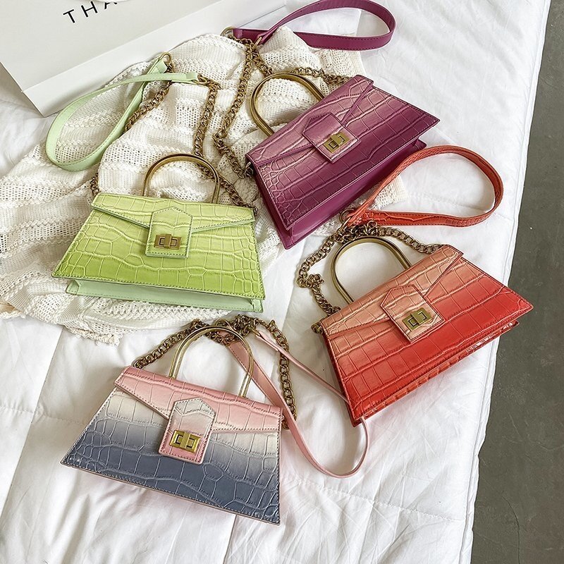 Роскошные брендовые сумки для женщин, трапециевидная дизайнерская сумка через плечо 2021, трендовая кожаная сумка-тоут градиентного цвета, с...