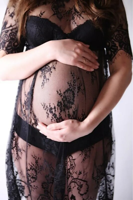 Maternity Photography Props Lace See Through Pregnancy Clothes Maternity Dress Fancy Shooting Photo Summer Pregnant Dress S-2xl