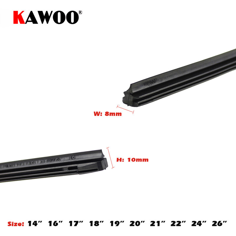 KAWOO spazzola tergicristallo con inserto in gomma per auto (ricarica) 8mm morbido 14 "16" 17 "18" 19 "20" 21 "22" 24 "26" 28 "1 pz accessori
