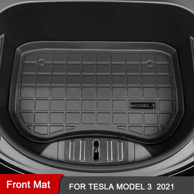 Alfombrilla de almacenamiento frontal para coche Tesla modelo 3 2021, accesorios, bandeja de carga para maletero delantero, almohadilla impermeable de goma TPE Modelo 3