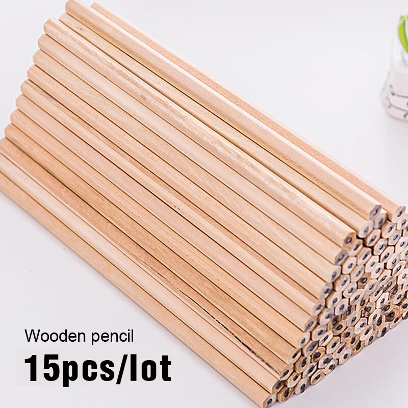 15 unids/lote lápices de madera de protección del medio ambiente por los niños lápiz HB alumnos de la escuela primaria Oficina Sketch suministros