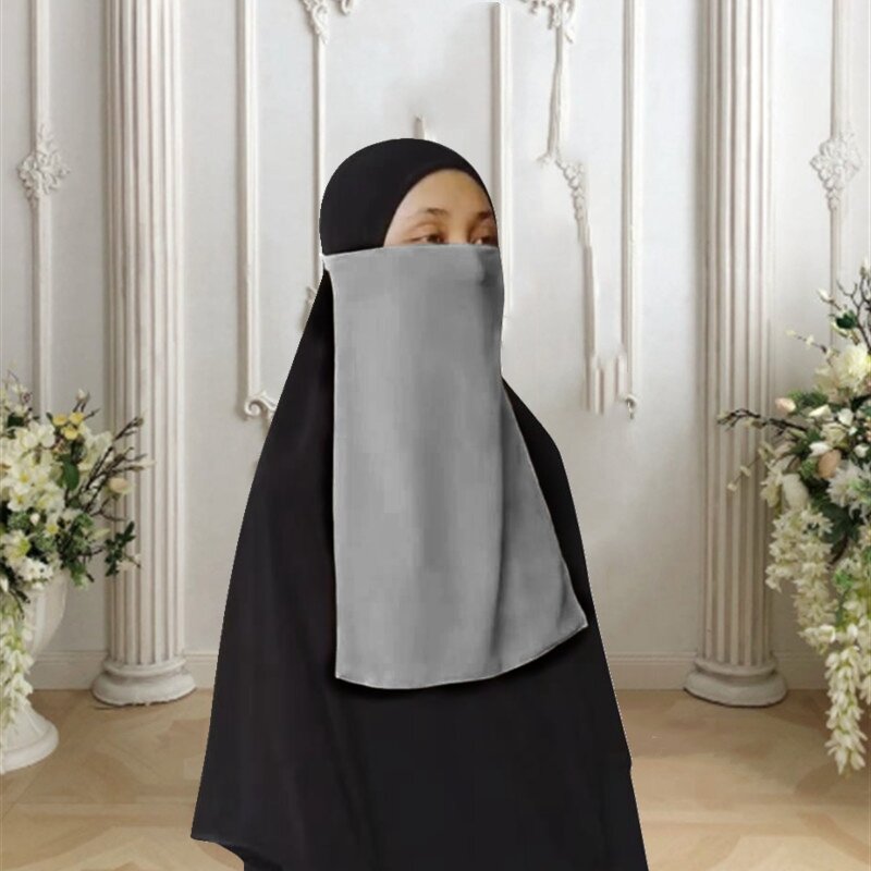 Modesty Face Cover Scarf Women Muslim Islamic Headband Headwrap Arab Prayer Veil Ramadan Niqab Single Layer Amira Cap 50*45cm