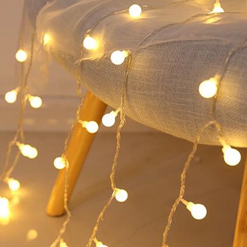 Luzes de led decorativas para festa, guirlanda com bolas de fadas, usb/bateria, à prova d'água, para áreas externas, festas de casamento