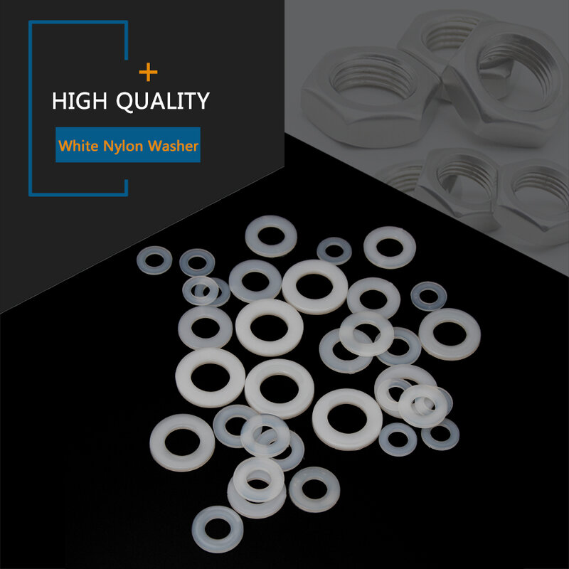 White Nylon Washer Flat Gasket M2-M20 Plastic Sealing O-rings Assortment Kit Connecting Protection Washers Set