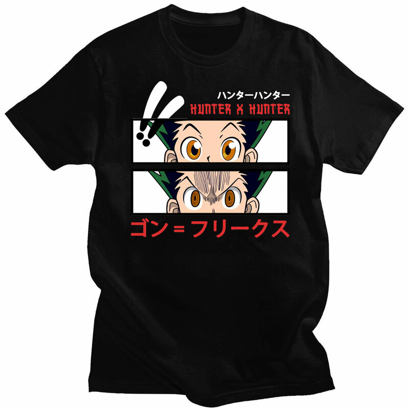 2021 년 신제품 남성 티셔츠 헌터 X 헌터 반팔 코튼 티셔츠 라운드 넥 레저 Gon Freecss 티셔츠 일본 만화 애니메이션 티셔츠