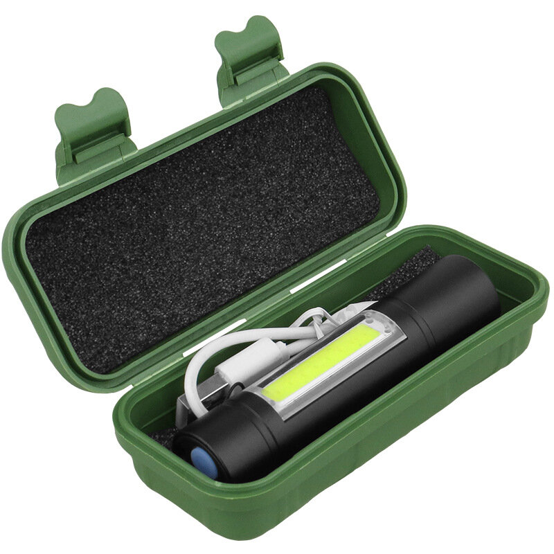 USB Rechargable 미니 LED 손전등 3 조명 모드 방수 토치 텔레스코픽 줌 세련 된 휴대용 양복 야간 조명