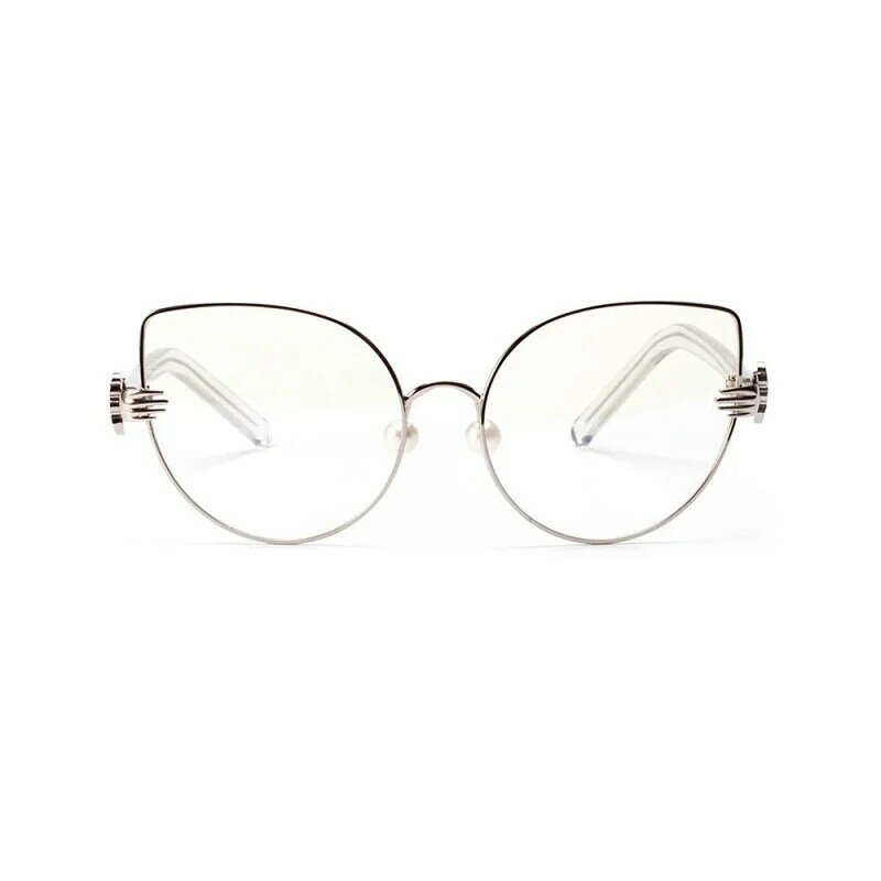 Lonsy新猫目金属女性眼鏡眼鏡フレームファッションブランドコンピュータ光学ガラスフレームブルーレンズレトロサングラス
