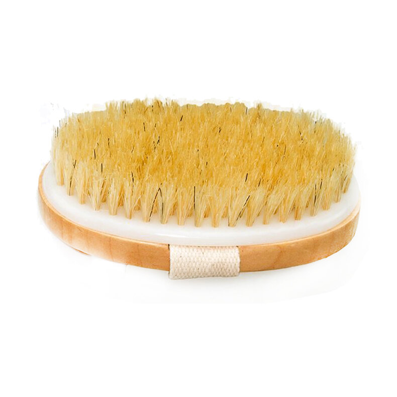 Escova de cerdas naturais para pele seca, escova macia para spa e spa