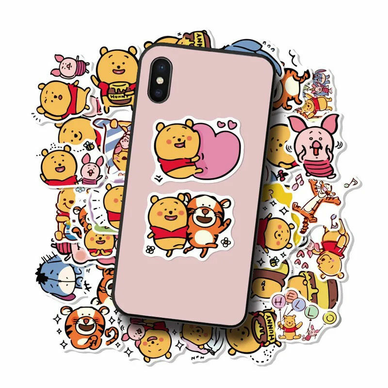 10 stickers 100/pces pooh bear adesivos material decorativo apropriado para casos de telefone celular e etiquetas bonitos do manual