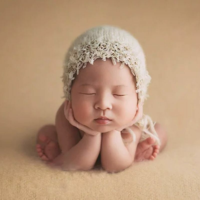 2 unids set accesorios de fotografía recién nacido envoltura de encaje con sombrero lindo estiramiento suave Mohair borla bebé manta ropa traje 