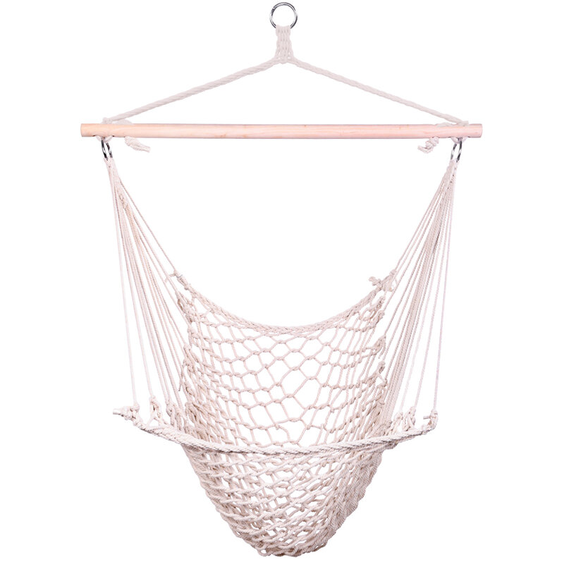 1Pcs Beige Outdoor Hanging Chair Garden Swings Hammock Bohemia Cotton Rope Chair Beach Camping Indoor Balcony Hanging Chair New
