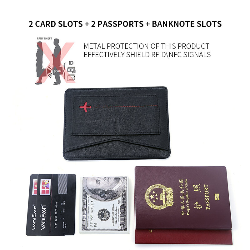 Funda para pasaporte de cuero delgada para hombre, porta tarjetas de identificación, RFID, funda para pasaporte, accesorios de viaje, billetera de lujo