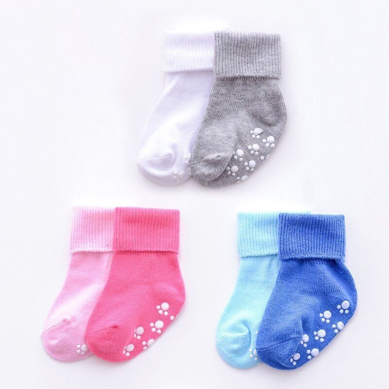 0 to 6 Yrs Cotton Children's Anti-slip Boat Socks For Boys Girl Low Cut Floor Kid Sock With Rubber Grips Four Season