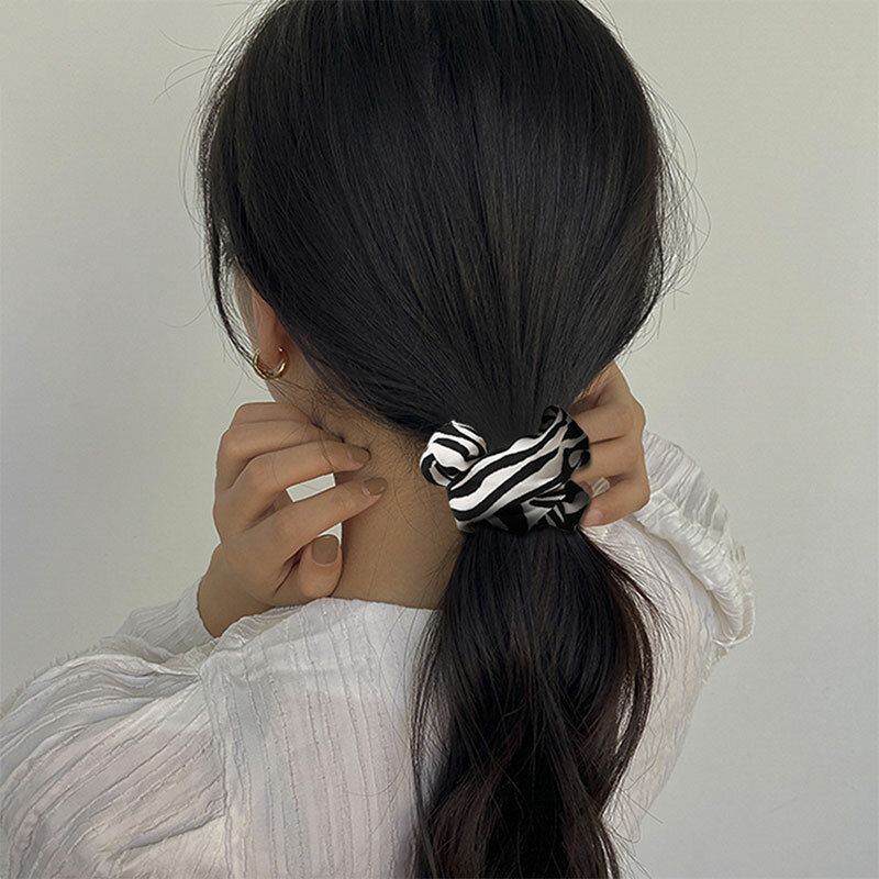 Vintage Leopard wzór zebry gumka do włosów kobiety Scrunchies Polka Dot drukowane gumki do włosów elastyczne gumki dziewczyny akcesoria do włosów