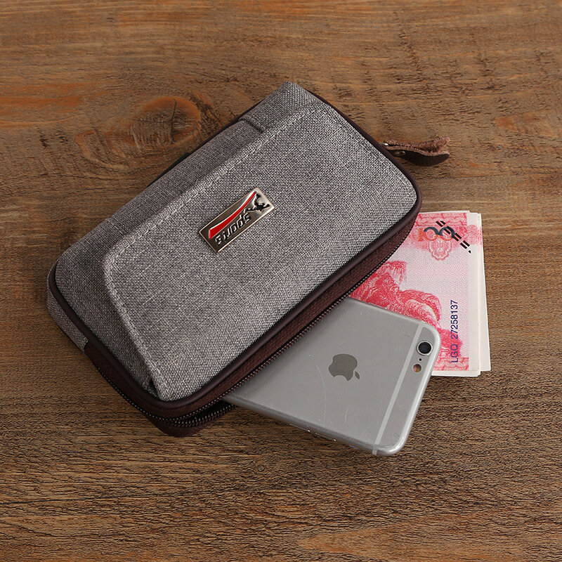 Bolso de lona informal para hombre, bolsa con cinturón, multifunción, con cremallera, de diseñador, para teléfono móvil