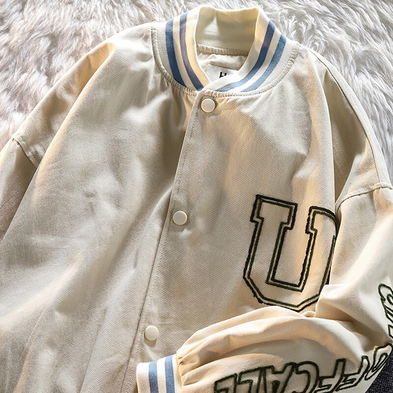 Chaqueta de uniforme de béisbol para mujer, abrigo de calle Harajuku estilo americano, Hip Hop, holgado, con costura BF, Otoño e Invierno