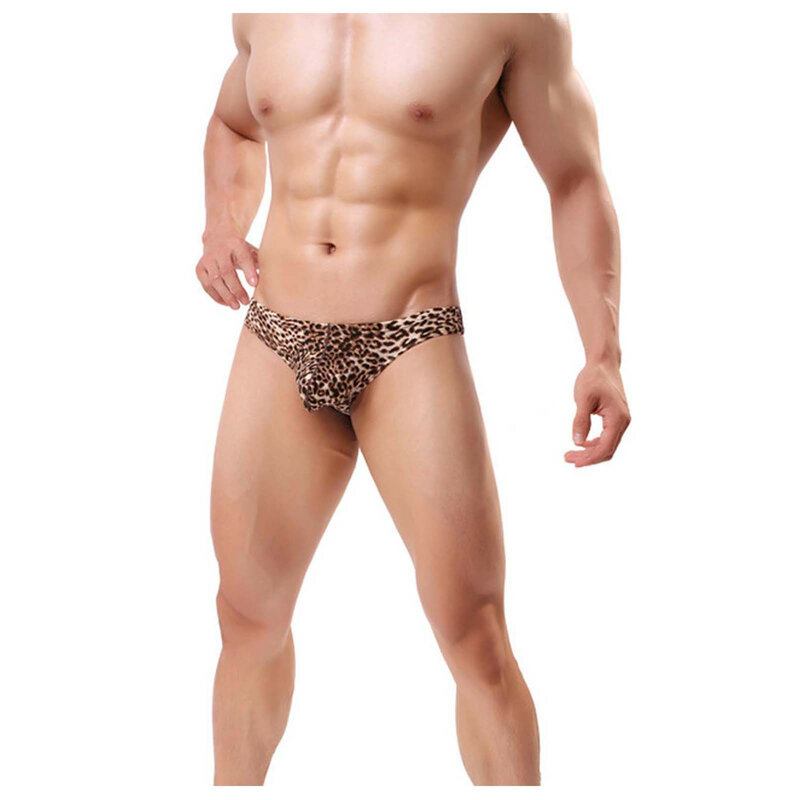 Cuecas masculinas de leopardo, roupa íntima sexy elástica para homens, cueca do sexo gay, roupa íntima de tanga, lingerie tanga respirável