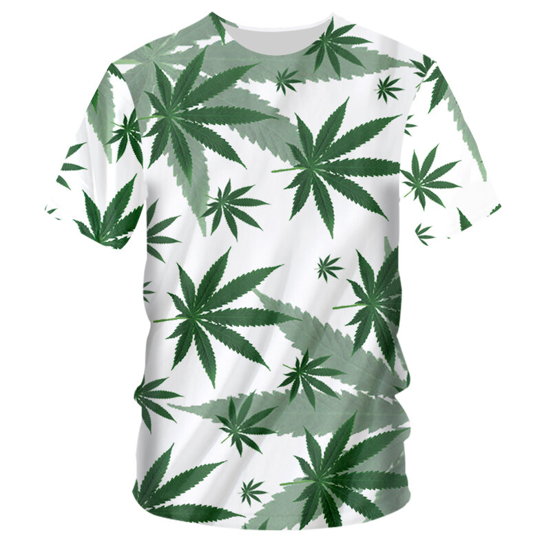 T-shirt ample pour hommes, estival et Cool, imprimé de feuilles vertes, Design abstrait, tendance, 2021