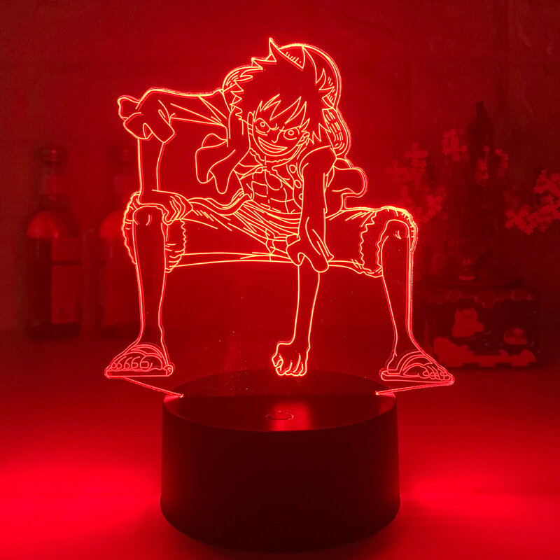 3D 램프 애니메이션 원피스 Luffy 그림 테이블 램프 USB 색상 변경 luminaria 어린이 잠자는 LED 밤 빛 소년 생일 선물