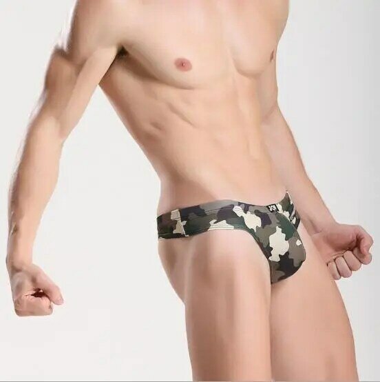 JQK Brand Men's G-Strings Thongs Underwear With Zipper Sex Gay Erotic Army Green Camouflage Wild Sexy Fancy For Man Underpants