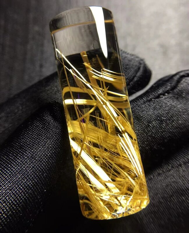 Collier avec pendentif en Quartz rutilé pour hommes et femmes, bijou brésilien en or naturel, 40.6x14.4mm, AAAAAAA