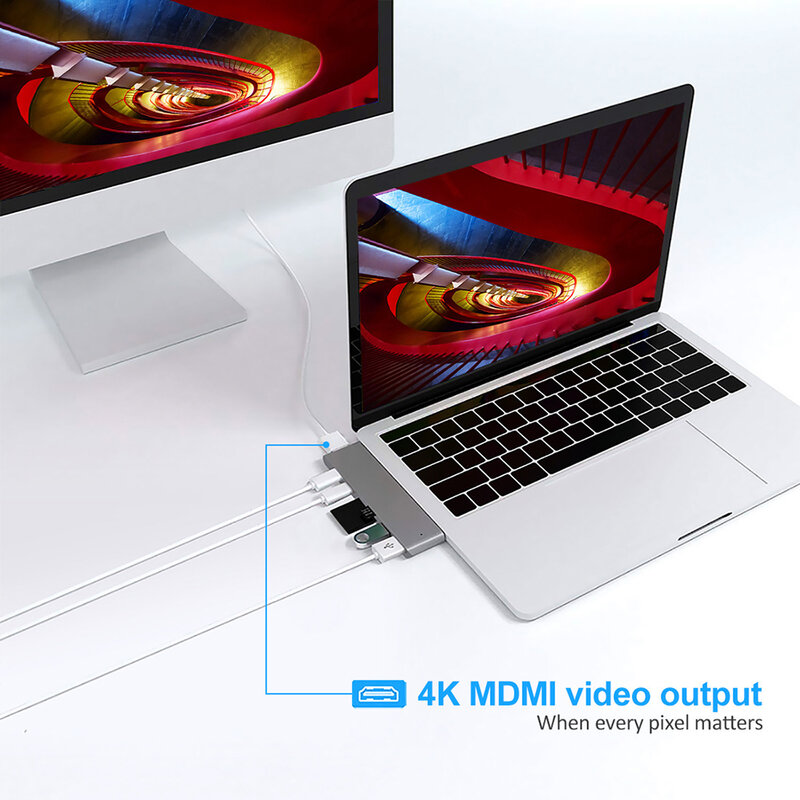 USB 3,1 Typ-C Hub zu HDMI Adapter 4K Thunderbolt 3 USB C Hub Mit Hub 3,0 TF SD Reader Slot PD Für MacBook Air Pro 2020 M1 Chip
