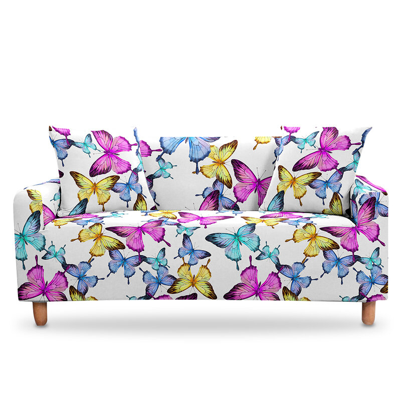 Funda de sofá elástica para sala de estar, cubierta de sillón Seccional de mariposa Digital 3D, decoración del hogar y oficina