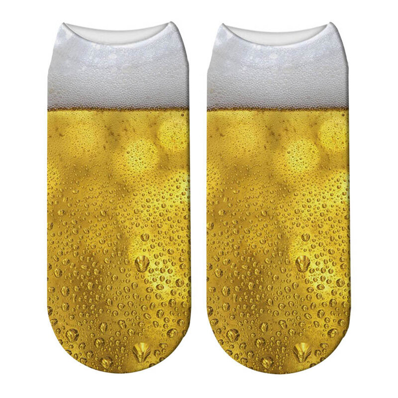 Novo design engraçado moda harajuku mulheres e homens novidade estampa de cerveja hiphop algodão sólido meias legais pjw00