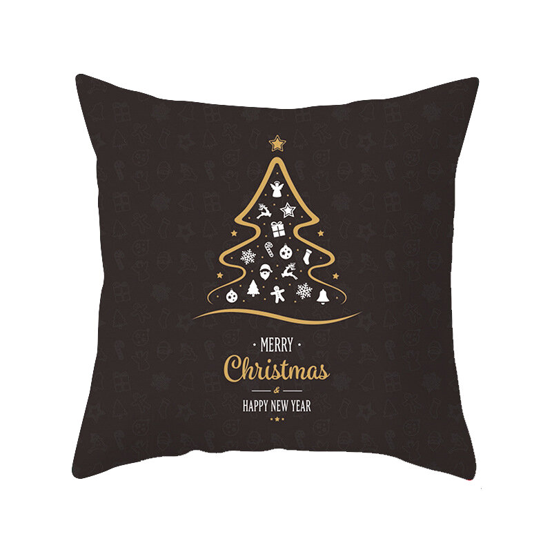 45*45cm estrella Elk árbol de Navidad impreso Feliz Navidad almohada funda tiro almohada cubierta coche sofá Año Nuevo almohada decorativa para el hogar de Navidad