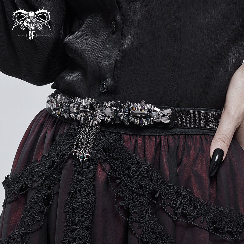 Cinturón estilo explosión gótico para mujer, chaqueta versátil, falda, banda elástica, cierre de cintura