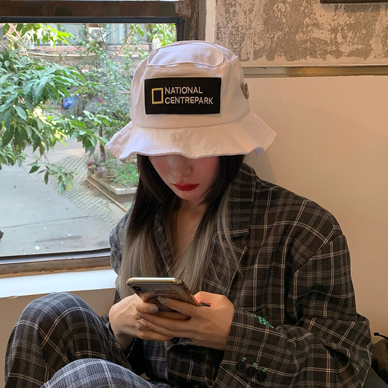 Koreański Ins Internet Celebrity Patch Cover Face małe wiaderko damskie Casual nowy przeciwsłoneczny kapelusz rybaka