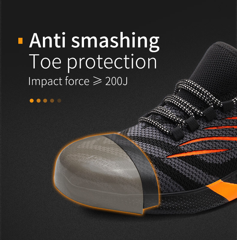 2021 موضة جديدة تنفس أحذية أمان مكافحة تحطيم المضادة للثقب خفيفة الوزن أحذية عمل واقية للرجال حجم كبير 35-48