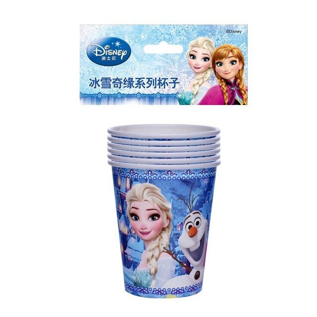 ElsaและAnna Princess Snow Queen Themeตกแต่งเด็กสาวถ้วยPartyอุปกรณ์ตกแต่งชุด