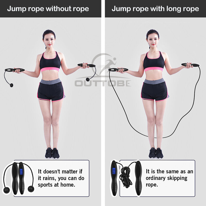 Cuerda de saltar Inteligente para deporte, cuerdas de saltar con agarre de mano antideslizante con pantalla LCD