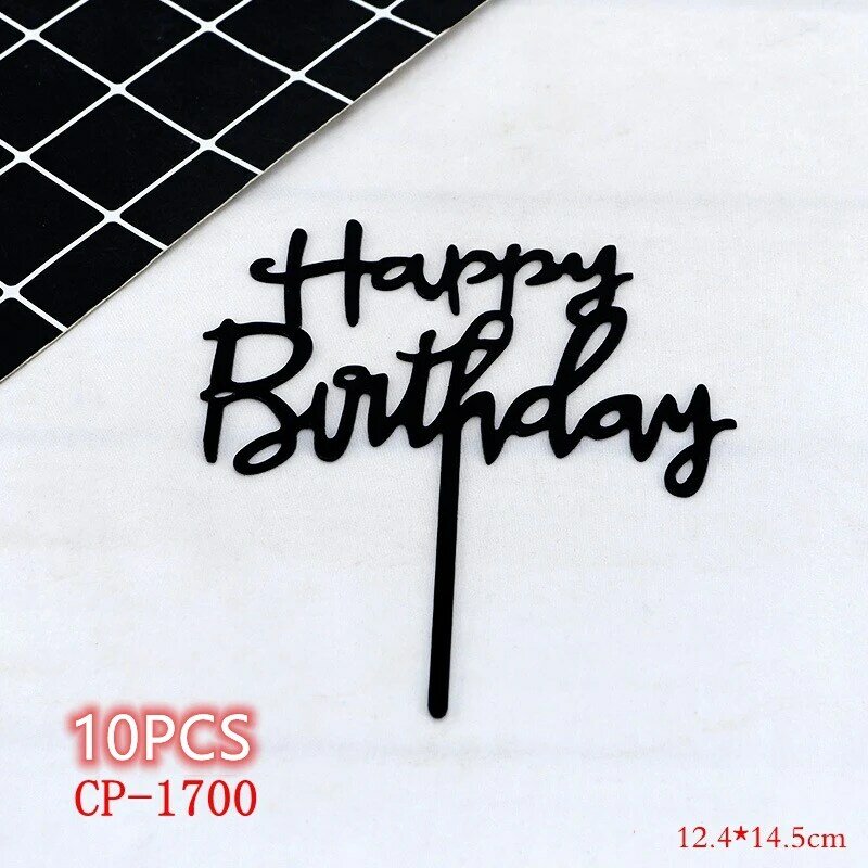 Decoração brilhante para topo de bolo, decoração de sobremesa decorativa de bolo de feliz aniversário de menina com 10 peças