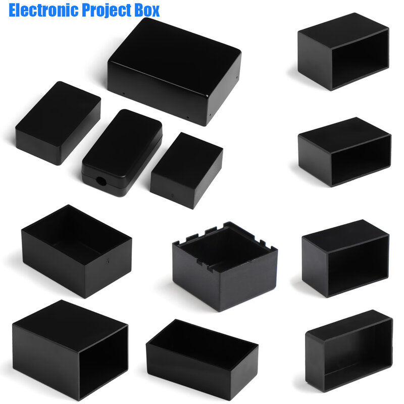 Boîte de projet en plastique ABS noir 1 pièce, Instrument étanche fournitures de stockage électrique jonction extérieure boîtier électronique bricolage boîtier