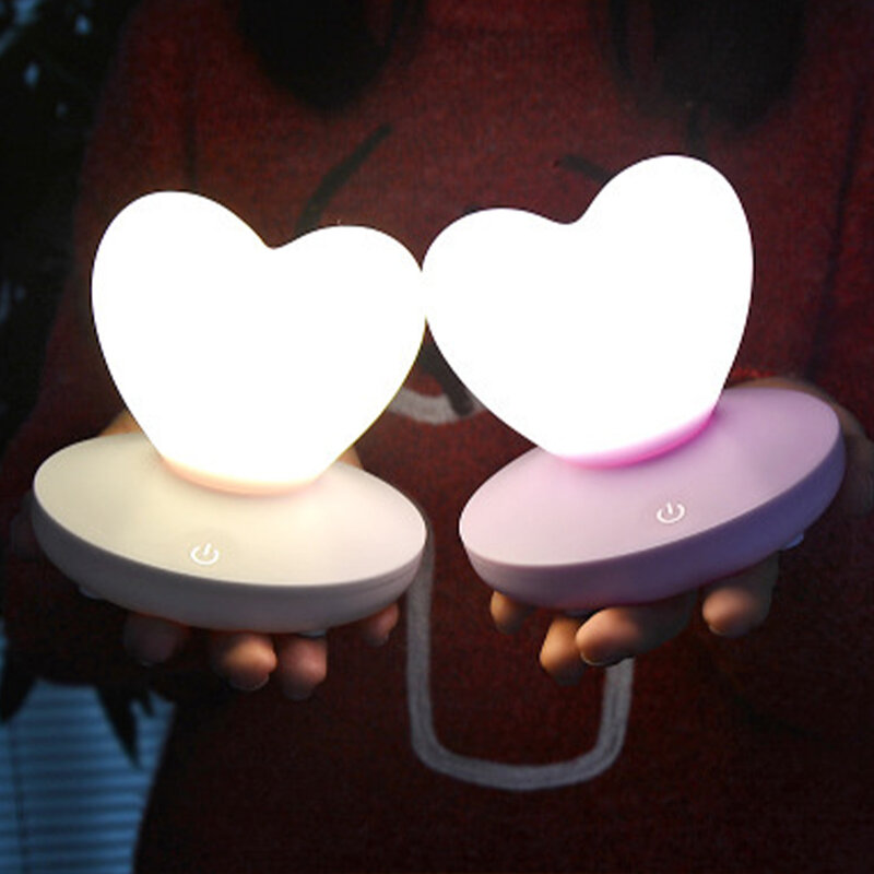 Love Heart LED lampka nocna z USB akumulator romantyczny dotykowy lampa stołowa dekoracja stołu na święta bożego narodzenia dekoracja do domu i do sypialni