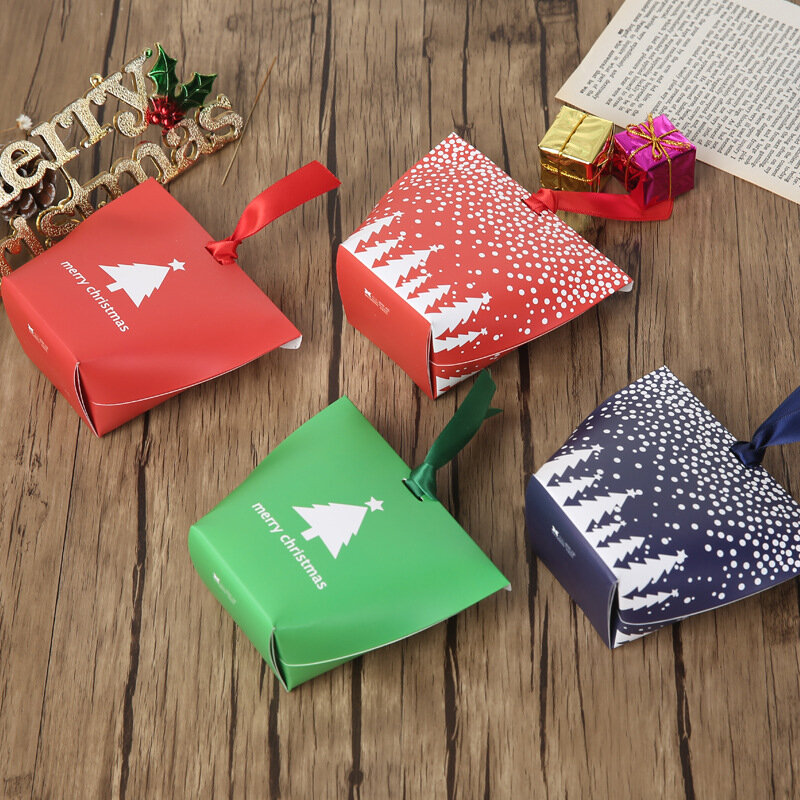 10 unids/lote de Cajas de Regalo de Navidad, elementos de regalo, caja de papel, bolsa de dulces, decoraciones navideñas