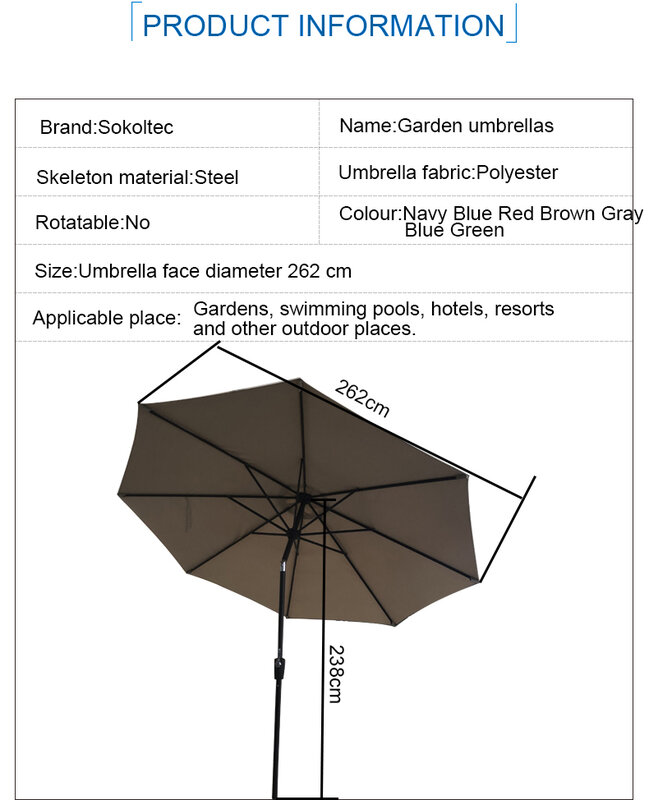 SOKOLTEC – parapluie de terrasse de jardin en porte-à-faux, imperméable et anti-poussière, nouveauté