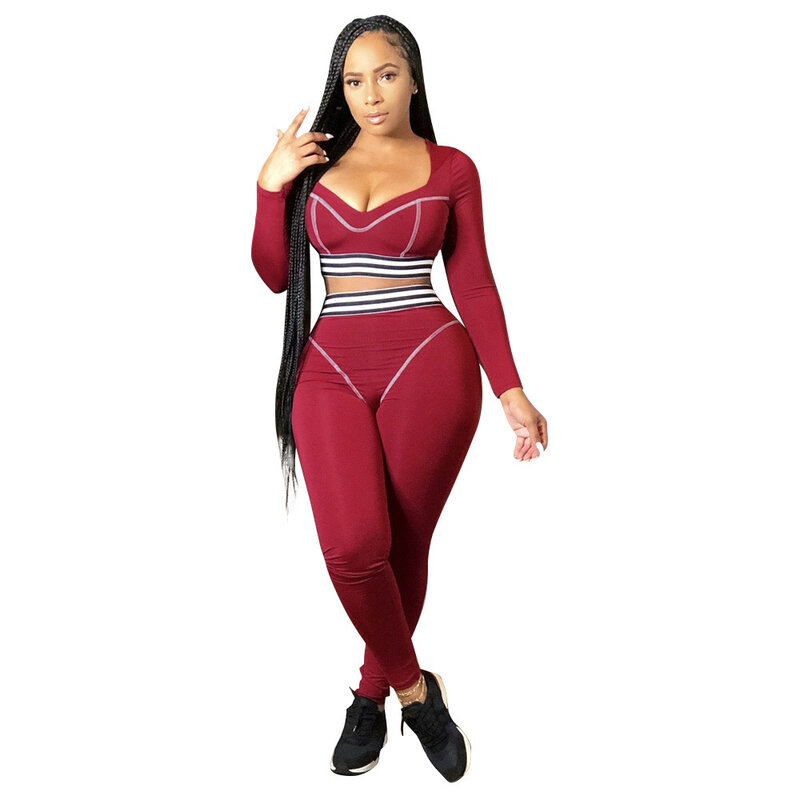 2 Piece Outfits for Women Pants and Top Fall Clothes for Women Casual O-Neck Short Striped Full Length Two Piece Set Women