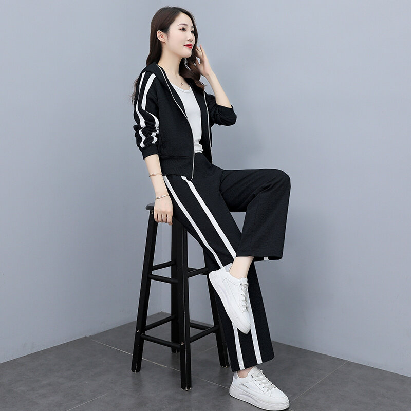 Suéter de dos piezas de estilo coreano para mujer, traje deportivo, ropa informal elegante a la moda para primavera y otoño, novedad de 2021