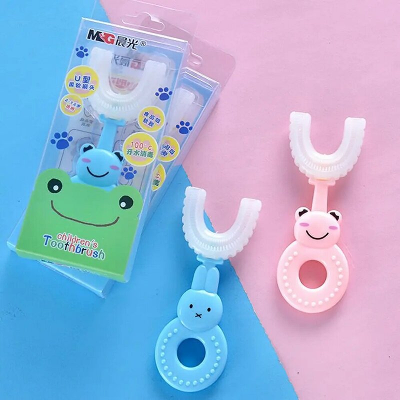 Baby Kids Cartoon Teeth Cleaning U-shape Baby Toothbrush Children Silicone Toothbrush Teeth Cleaner Oral Care