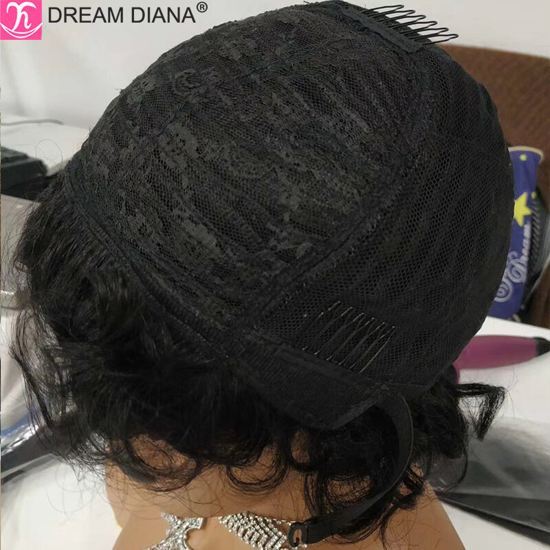 DreamDiana-pelucas de cabello humano 100% Remy para mujeres negras, pelo corto y rizado de 8 pulgadas, color dorado, Rubio degradado, brasileño, completo, M