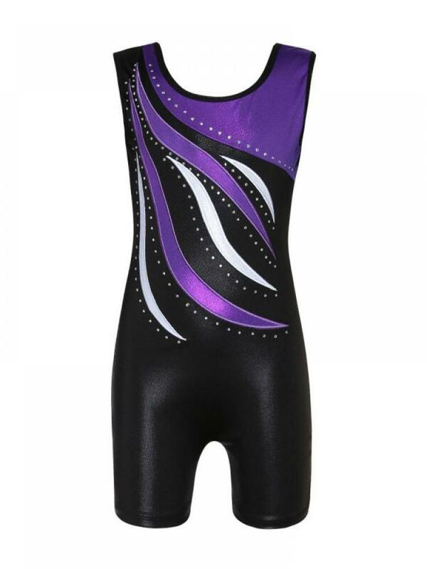 5-12 Years Old Hot Style High Quality Sleeveless Laser Bright Color Matching Suit Ballet Gymnastics Dance Practice Suit
