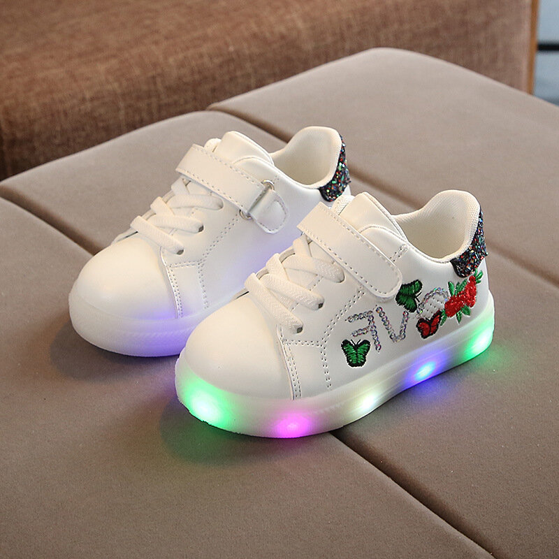 kids shoes Children's sneakers with lights girls autumn Casual glowing sports shoes Flower Child led sneakers 1 2 3 4 5 6 years