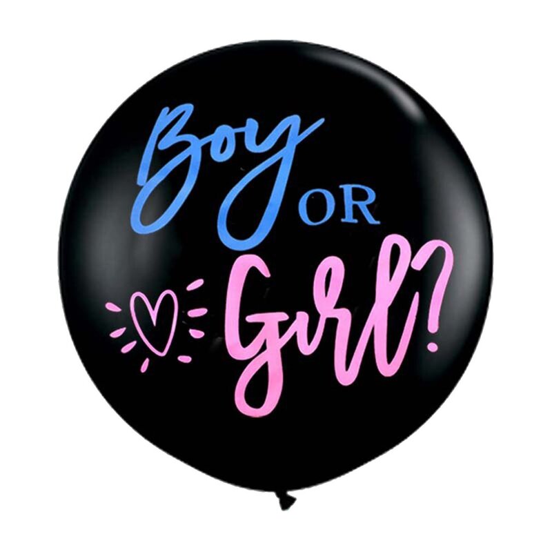 Gender Reveal Confetti Balloon 36" Black Latex Boy Or Girl Balloon Come With Blue Pink Confetti For Child Shower